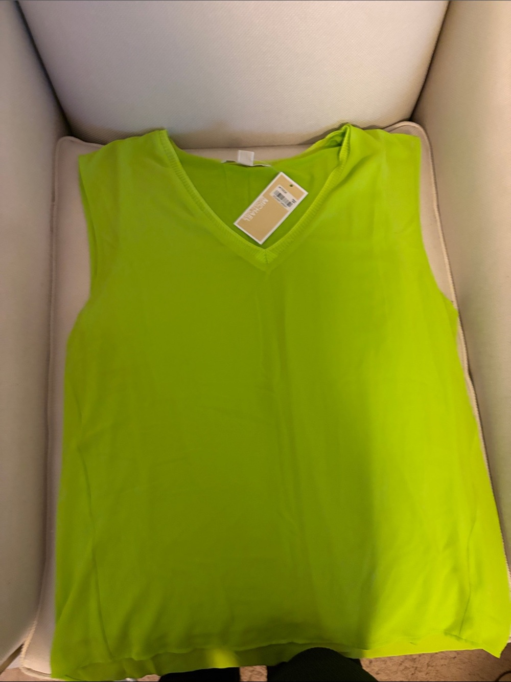 Michael Kors Lime Green V-Neck Sleeveless Tank